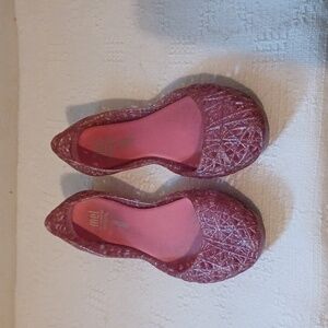 Mel Melissa Campana Youth Pink Glitter Jelly Flats Ballet Shoes Size 2